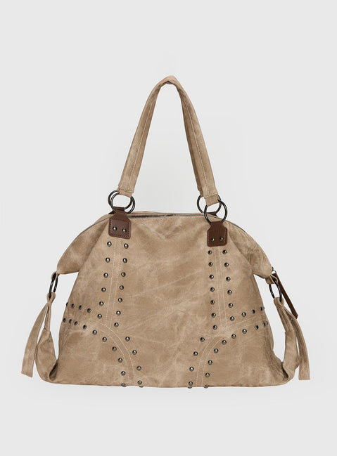 Brittin Stud Detail Shoulder Bag Beige