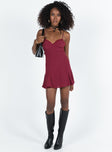 product Princess Polly Sweetheart Neckline  Pemberton Mini Dress Burgundy