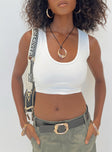 White crop top Scooped neckline Good stretch Lined front