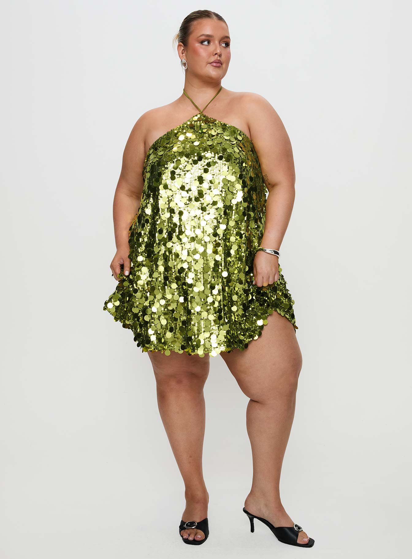 Fluorescents Halter Mini Dress Green Curve | Princess Polly Fluorescents Halter Mini Dress Green Curve | Princess Polly