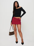   front view of model wearing Princess Polly Meredith Ruched Mini Skirt Red Mini Skirts 