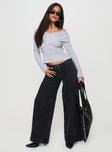 Ribbon Stamp Wide Leg Jeans Washed Black