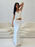 Maxi skirt Thick waistband Split at back Good stretch Fully lined 