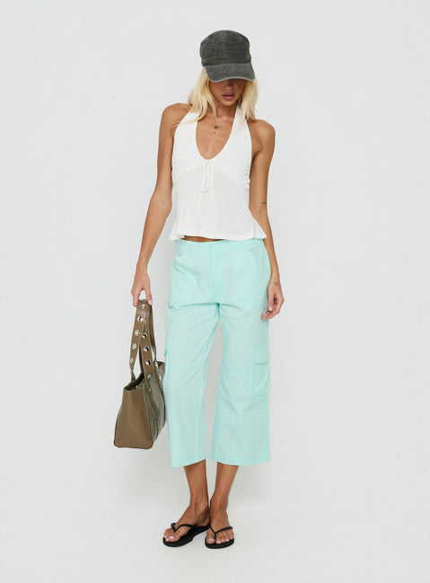 Madallaine Ruched Halter Top White