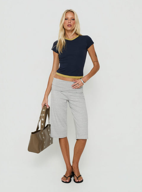Laroy Folded Capri Pant Grey Marle