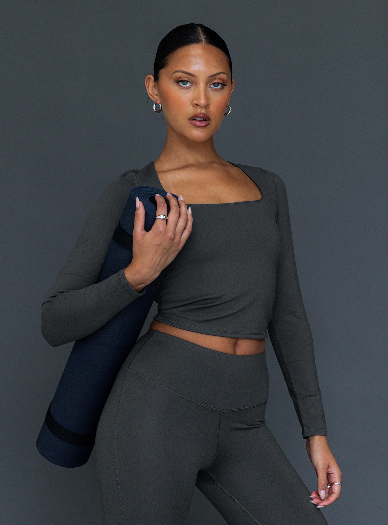 Grey long sleeve active top