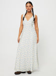 Princess Polly Square Neck  Florette Open Back Maxi Dress Cream Multi