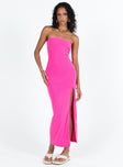 Strapless maxi dress Mesh material Thin elasticated band at bust High leg slit  Good stretch Fully lined 