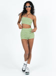 Pool Party Knit Shorts Green Stripe Princess Polly high-rise 