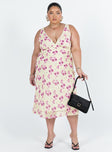 Princess Polly Plunger  Nellie Midi Dress Yellow Floral Curve