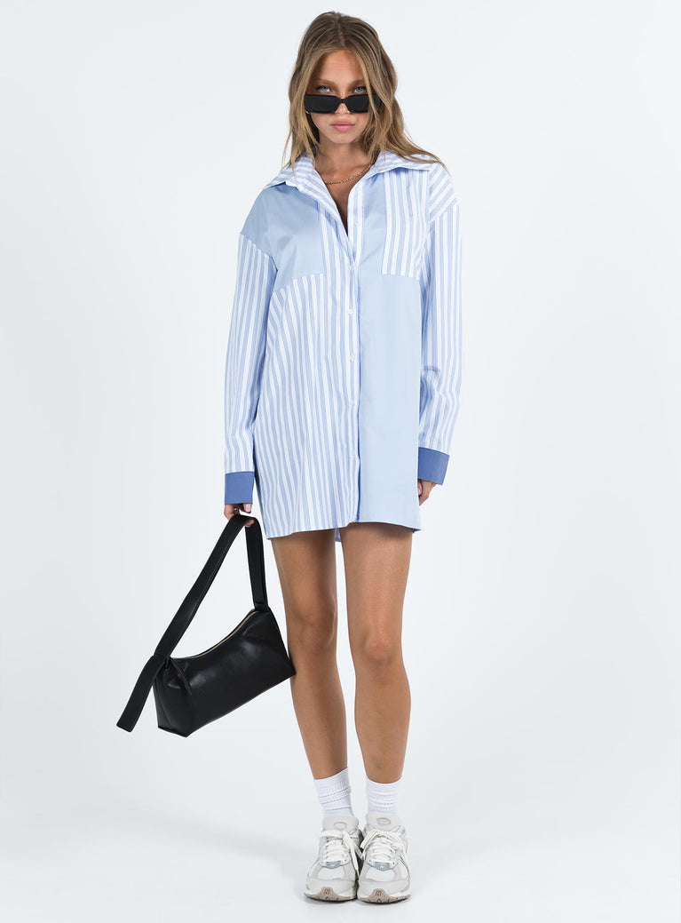 Rouni Shirt Dress White / Blue