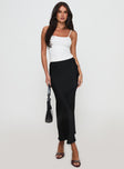   front view of model wearing Princess Polly Haley Maxi Skirt Black Maxi 