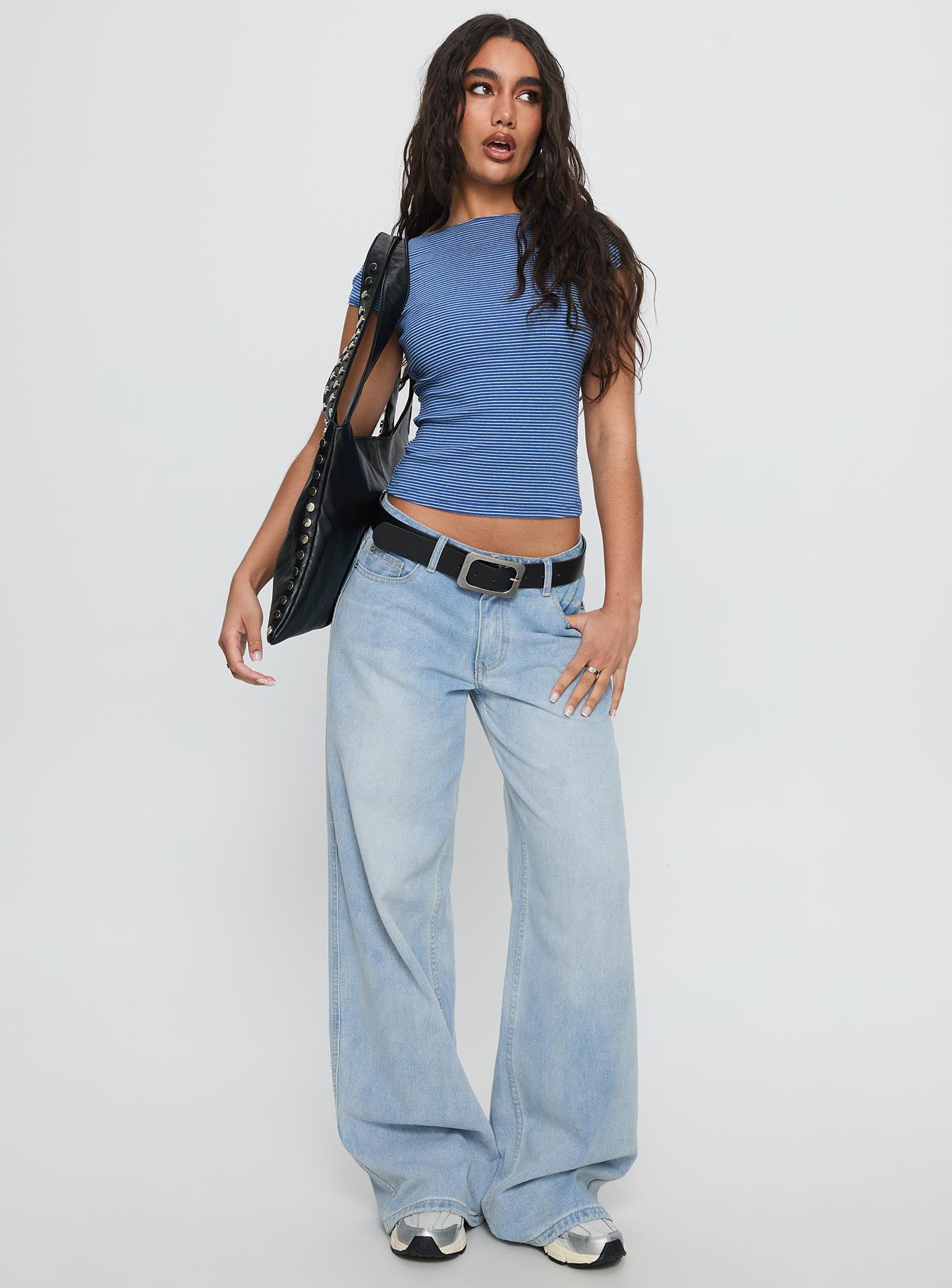 Nyren Low Back Boatneck Top Blue Stripe