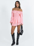 Long sleeve romper Soft textured material Shirred waistband Ruffle detailing Elasticated neckline and cuffs Can be worn on or off the shoulder Good stretch  Fully lined