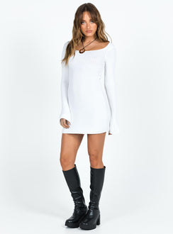 product Princess Polly Crew Neck  Brownhall Long Sleeve Mini Dress White