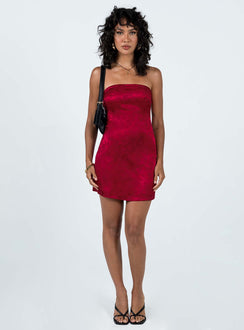Ramie Strapless Mini Dress Low Impact | Burgundy | Womens | Princess Polly Lower Impact Ramie Strapless Mini Dress Low Impact | Burgundy | Womens | Princess Polly Lower Impact