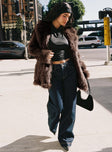 Super Trouper Faux Fur Jacket Brown