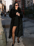 End Of Beginning Faux Fur Longline Jacket Black