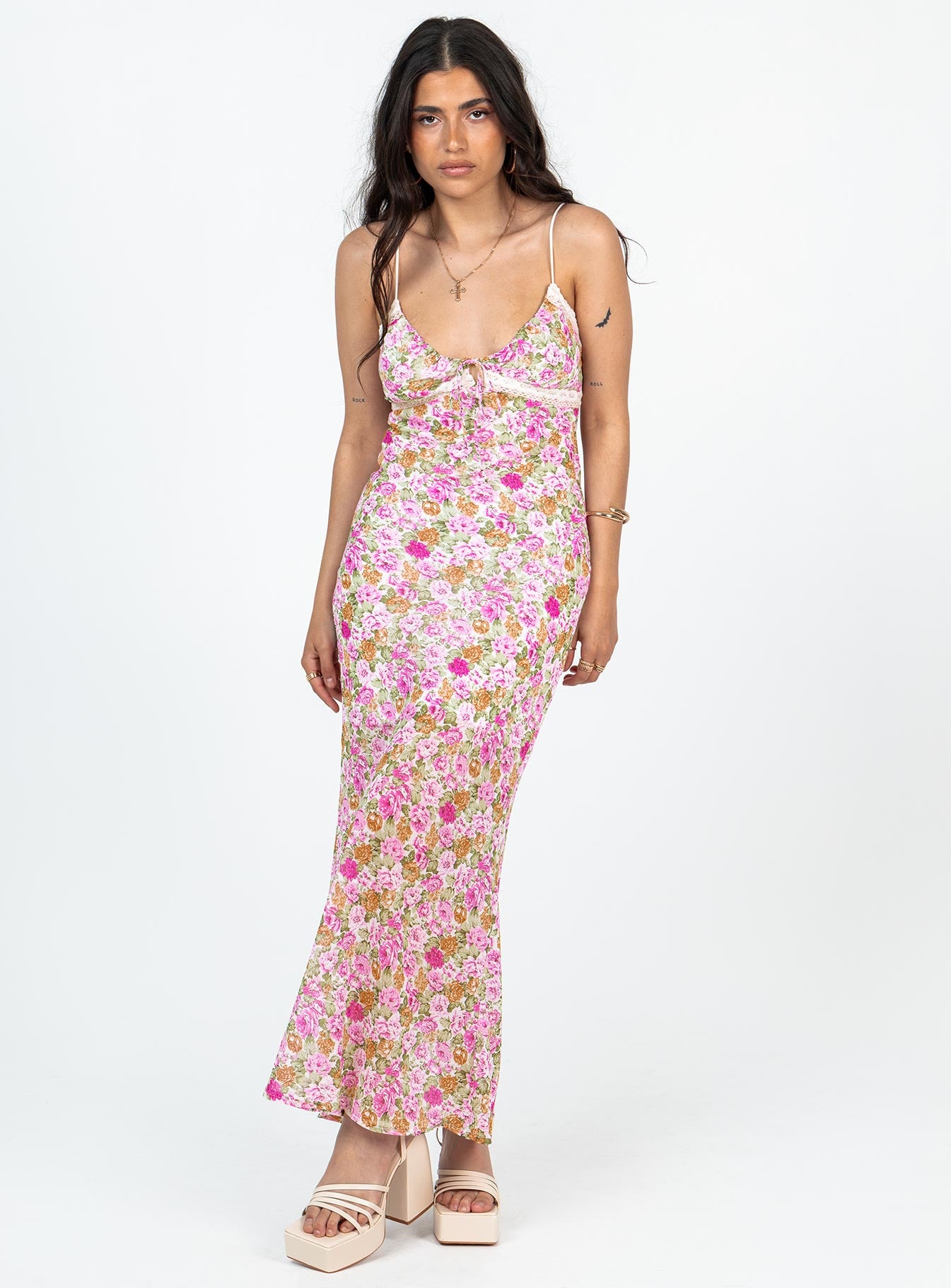 product Princess Polly High Neck  Emily Maxi Dress Pink Floral Petite
