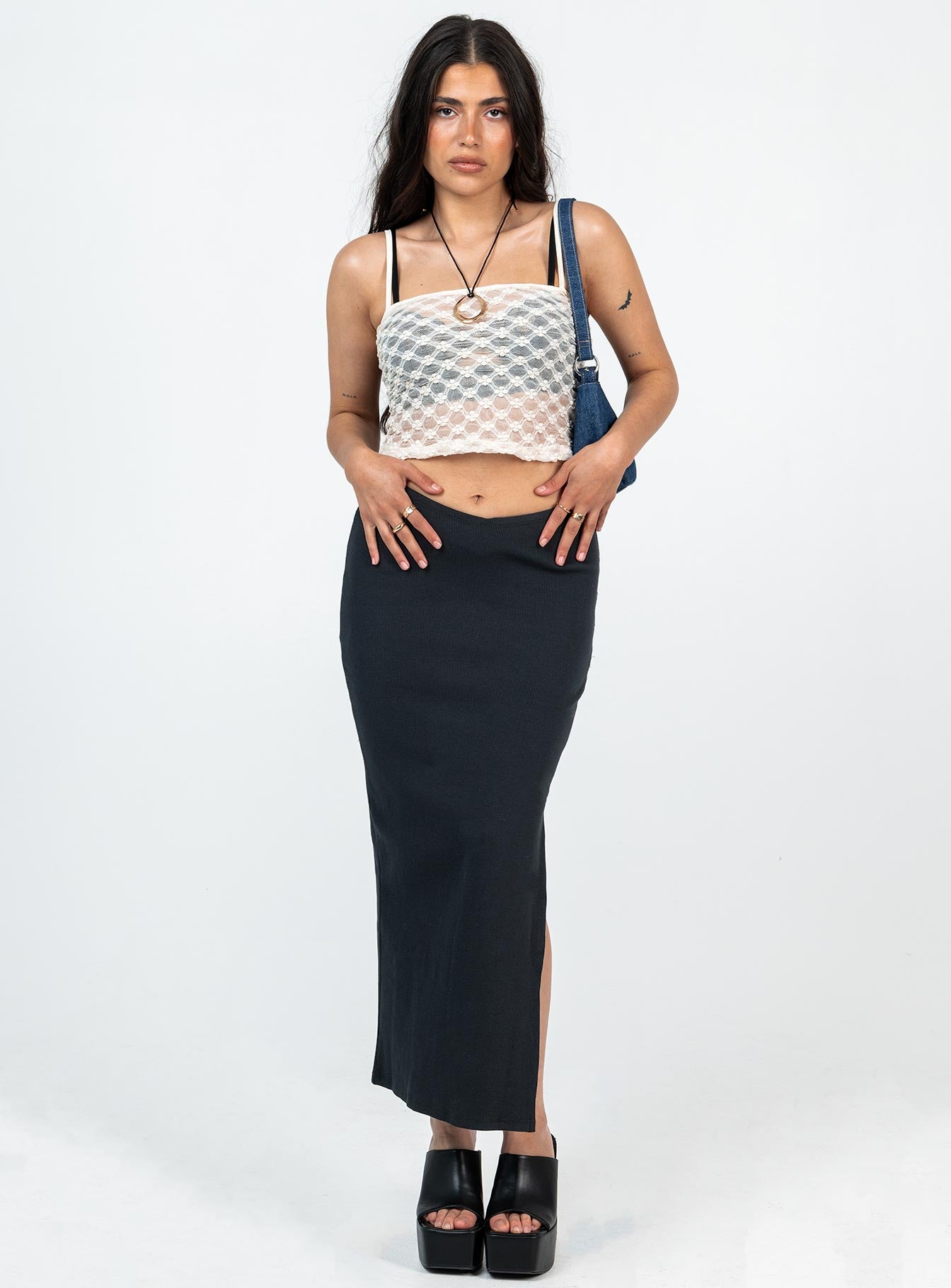 Black midi skirt petite sale