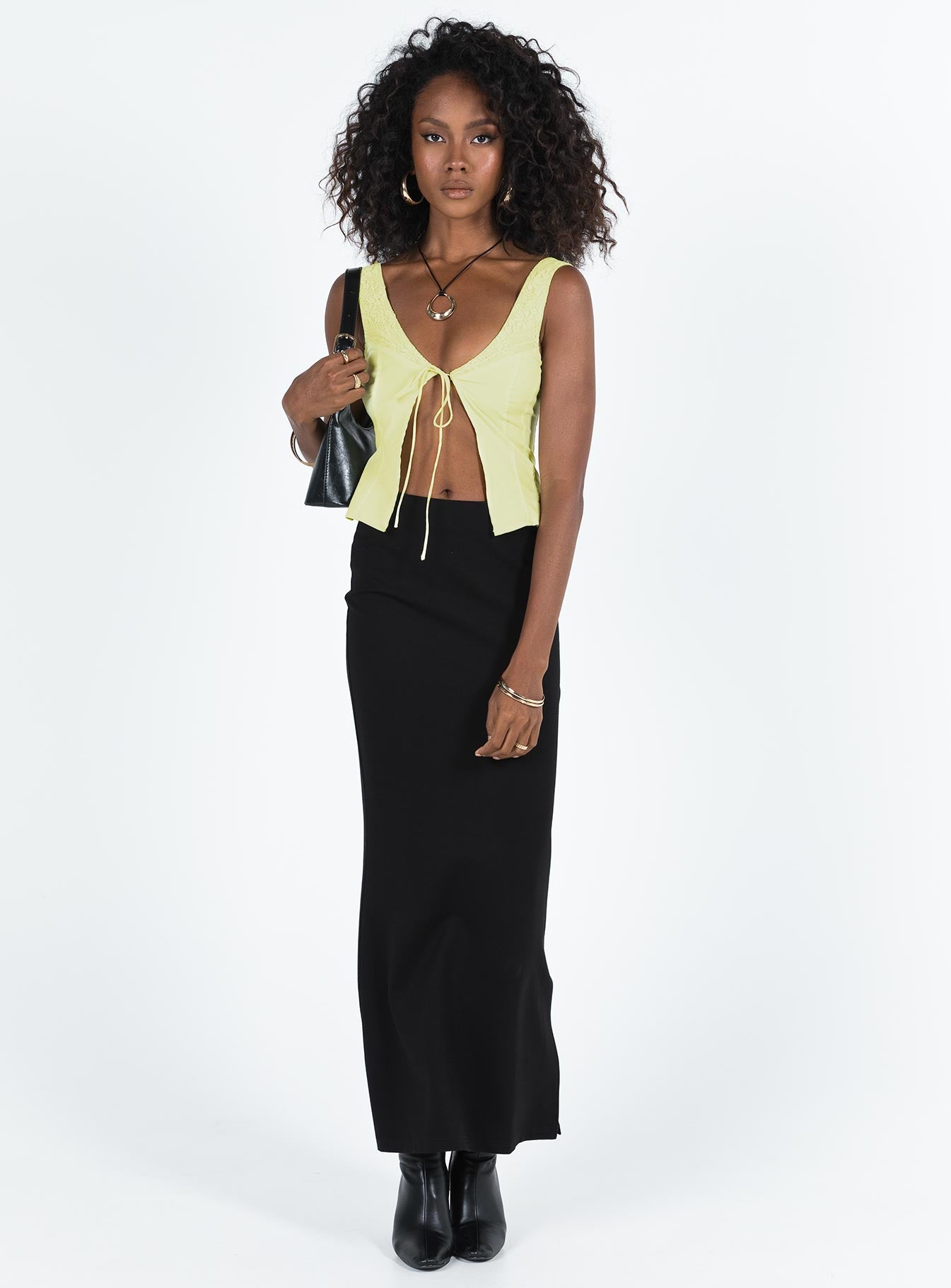 product Princess Polly Sleeveless Asymmetric Neckline  Little Lambs Top Lemon