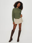 Wholesome Waffle Knit Sweater Green Princess Polly  regular 