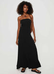 front view of model wearing Princess Polly 4eva Maxi Dress Black Straight Neck 