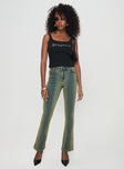 Flare jeans High rise fit, belt looped waist, classic five pocket design, zip & button fastening, branded patch at back Slight stretch, unlined 