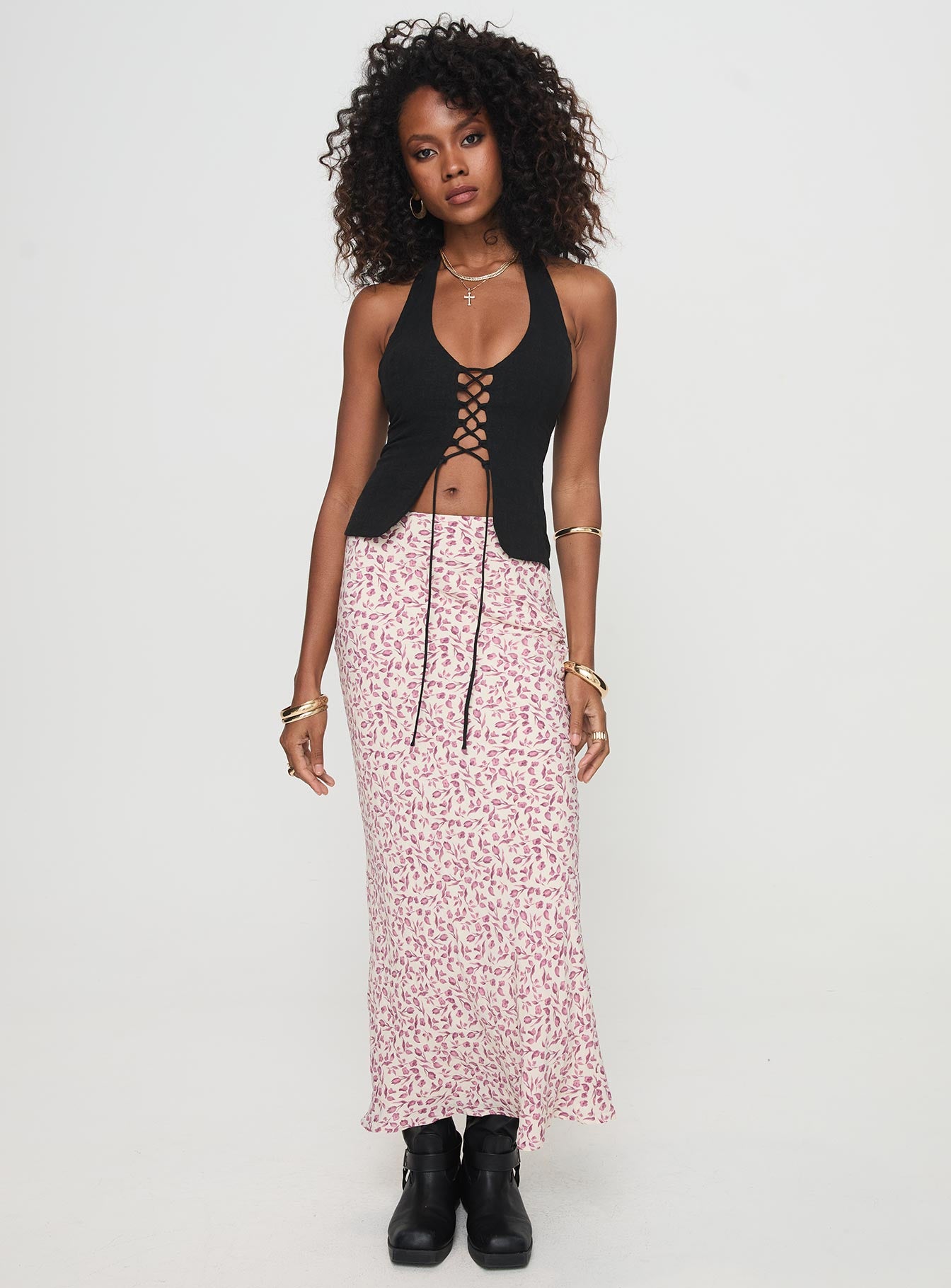 Mariposa maxi skirt beige floral