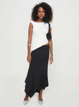   side view of model wearing Princess Polly Dreamberry Maxi Skirt Black Midi Skirts 