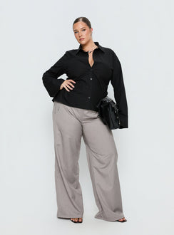 Eryx Tie Back Button Up Top Black Curve