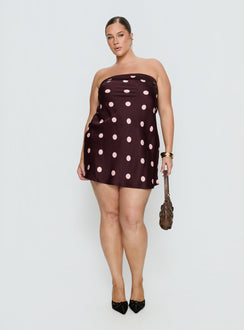 Phillipa Mini Dress Plum / Pink Polka Dot Curve