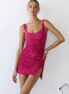 Centerfold Sequin Mini Dress Pink
