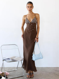 Dannelle Sequin Maxi Dress Brown