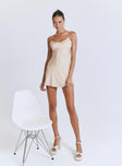 Mini dress Slim fitting, adjustable straps, tie fastening at back, scooped neckline, invisible fastening at side