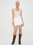 white Sheer lace top V neckline pinched detail at bust