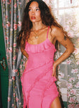 Princess Polly Square Neck  Valerian Frill Maxi Dress Pink