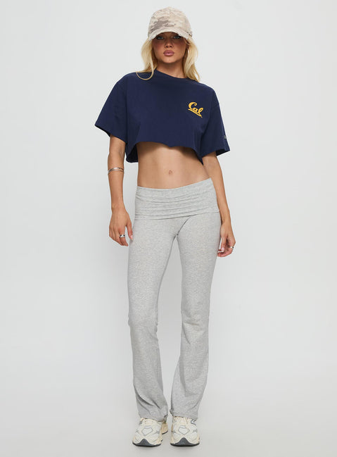 front view of model wearing Princess Polly UC Berkeley Foldover Pants Grey Mid Rise Pants 