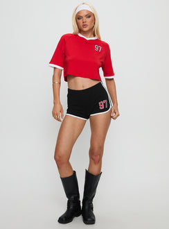 SDSU Cropped Soccer Jersey Tee Red