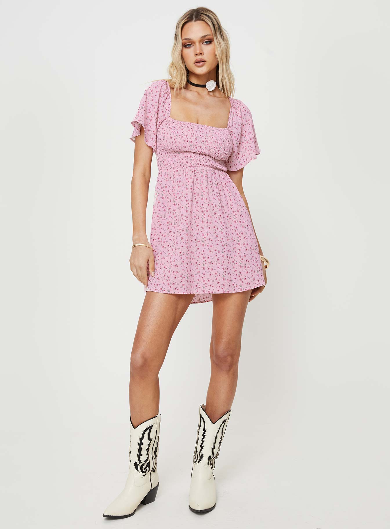 product Princess Polly Square Neck  Summer Nights Mini Dress Pink Floral