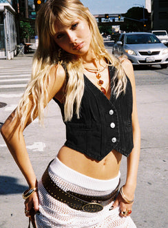 product Princess Polly Sleeveless Cowl  Burrows Denim Vest Black