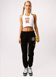 front view of model wearing Princess Polly ASU Sweatpants Black High Waisted Pants 