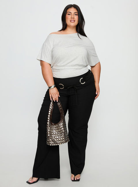 Ashlinn Off Shoulder Drapey Top Grey Curve