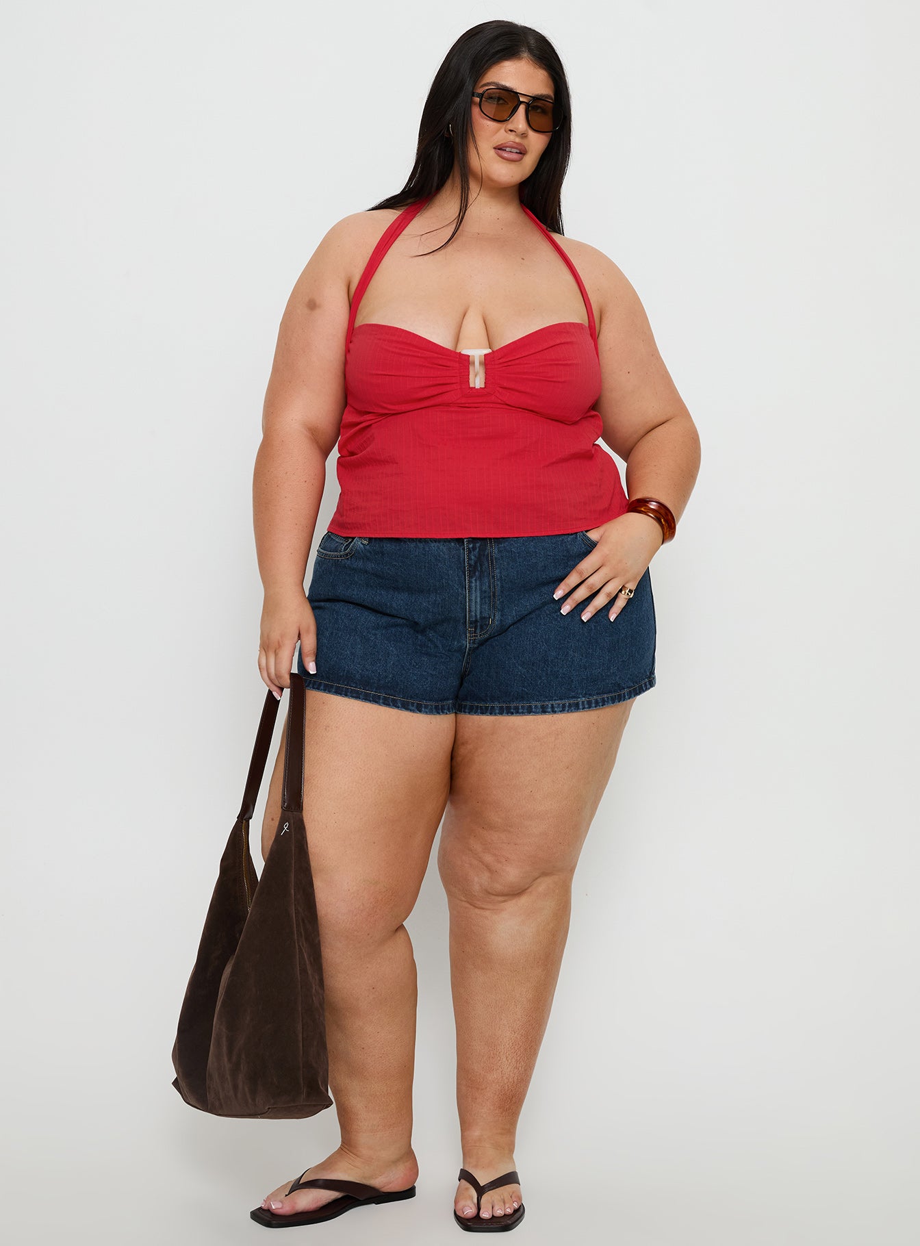 Dreamful Low Rise Mini Denim Shorts Dark Blue Wash Curve