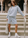 Front view of model wearing  front Dream Fleece Quarter Zip Sweatshirt Grey Marle Princess Polly  Long 