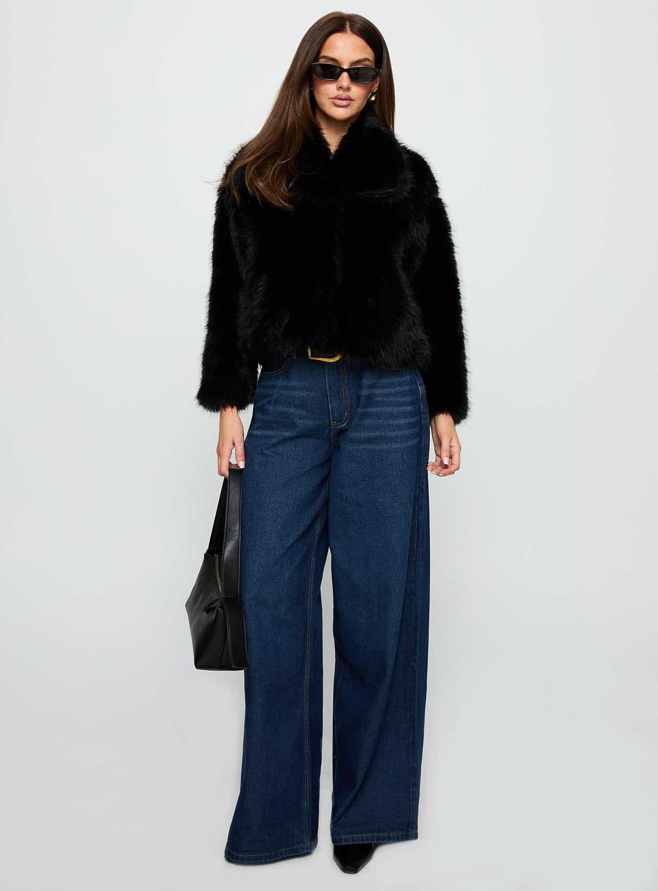 Wayland Faux Fur Jacket Black | Princess Polly