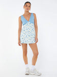 Princess Polly Plunger  Nellie Spliced Mini Dress Blue / White