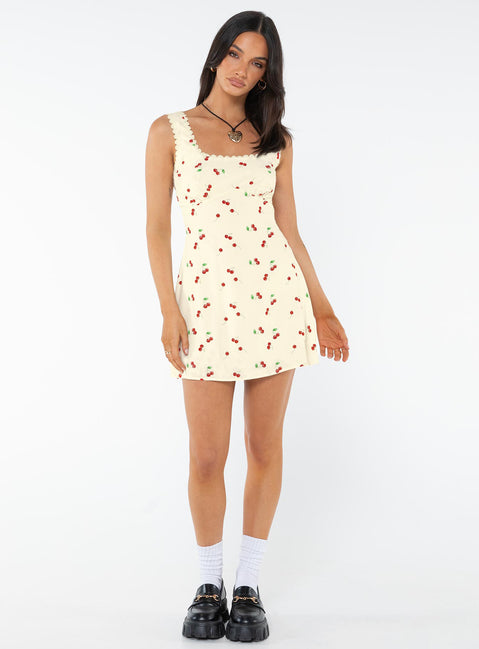 cherry print mini dress Love the Label Miss Cherry Print Audrey Short Sleeve Dress Miss Cherry Print / XS