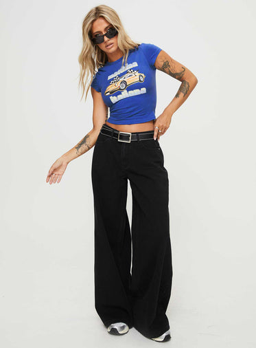 Naylor Mid Rise Wide Leg Jeans Washed Black Denim