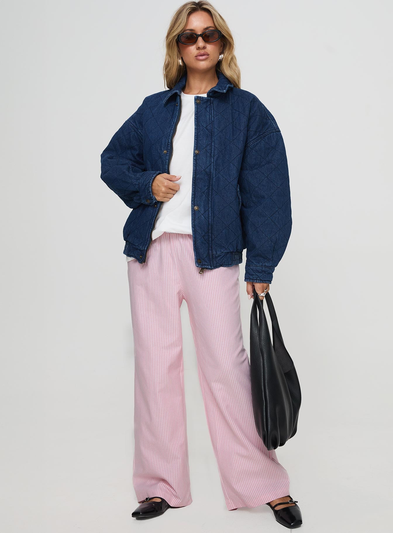 Kenny Bomber Jacket Dark Denim | Princess Polly